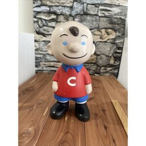 VINTAGE 9.5" PEANUTS CHARLIE BROWN CERAMIC HAND PAINTED FIGURINE‎ RARE